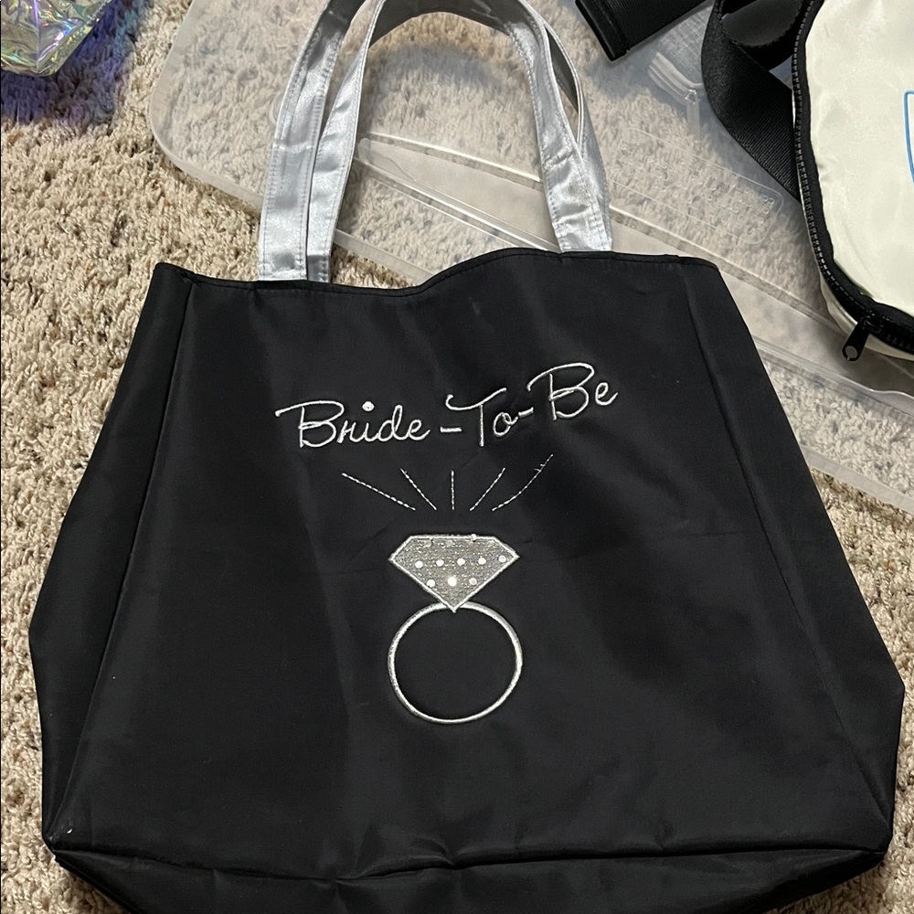 Black and Silver Bride-To-Be Tote Bag